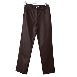 Miaou Junior Pants Small Brown Vegan Leather 5 Pocket Straight Leg Trousers